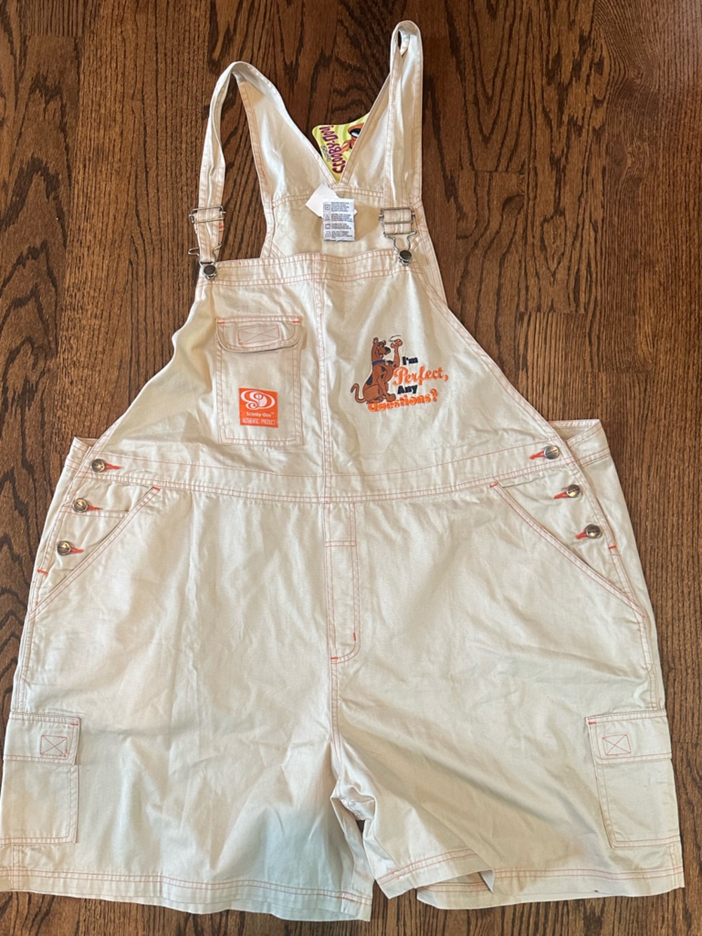 Scooby-Doo Beige/Orange Dungarees Overalls Sz 26/28W